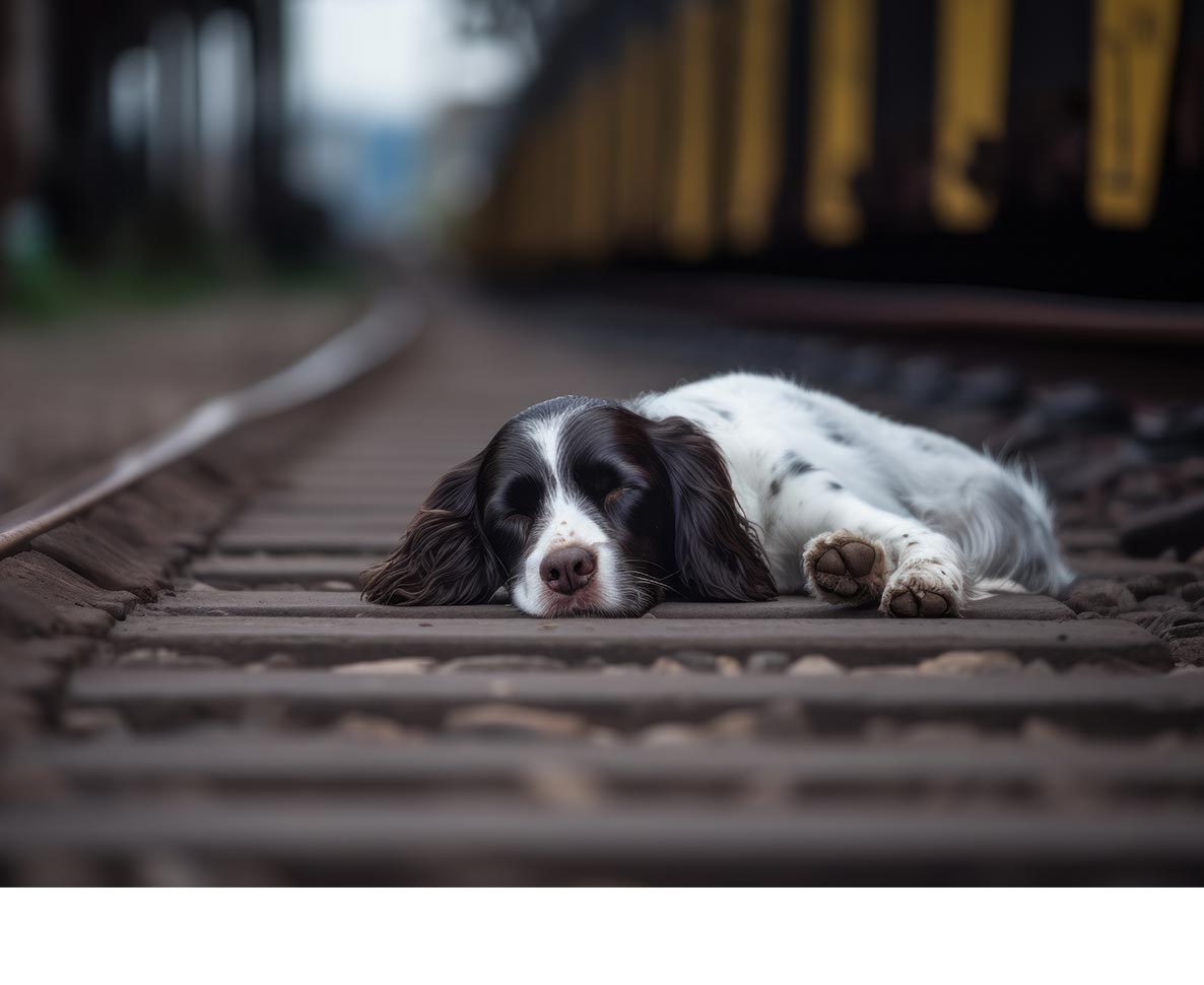 電車の線路で身動きの取れない犬を間一髪で救出